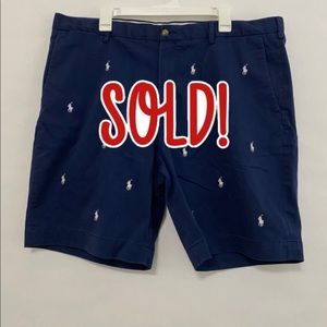Navy Blue Ralph Lauren Shorts White Horses Size 40